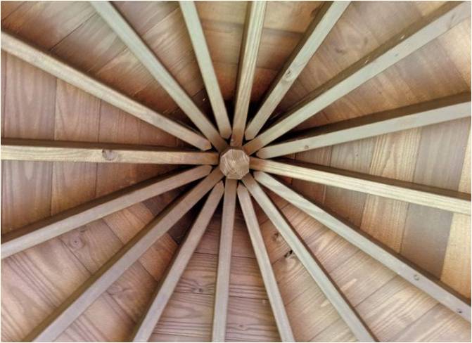 Ahşap kirişli konik tavan tasarımı