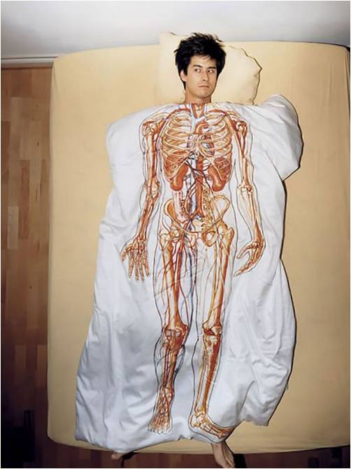 İnsan iskeletli yatak takımı