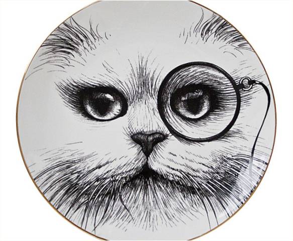 Kedi yüzlü porselen tabak