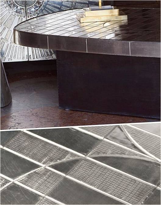 Jonathan Adler imzalı geometrik desenli ışıltılı masa
